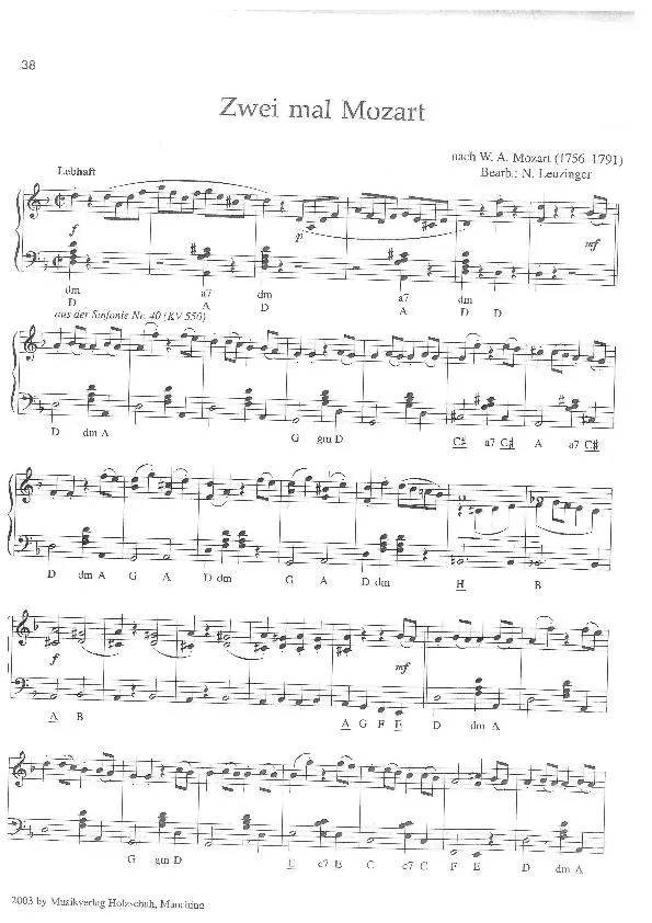 télécharger la partition d'accordéon Zwei mal Mozart au format PDF