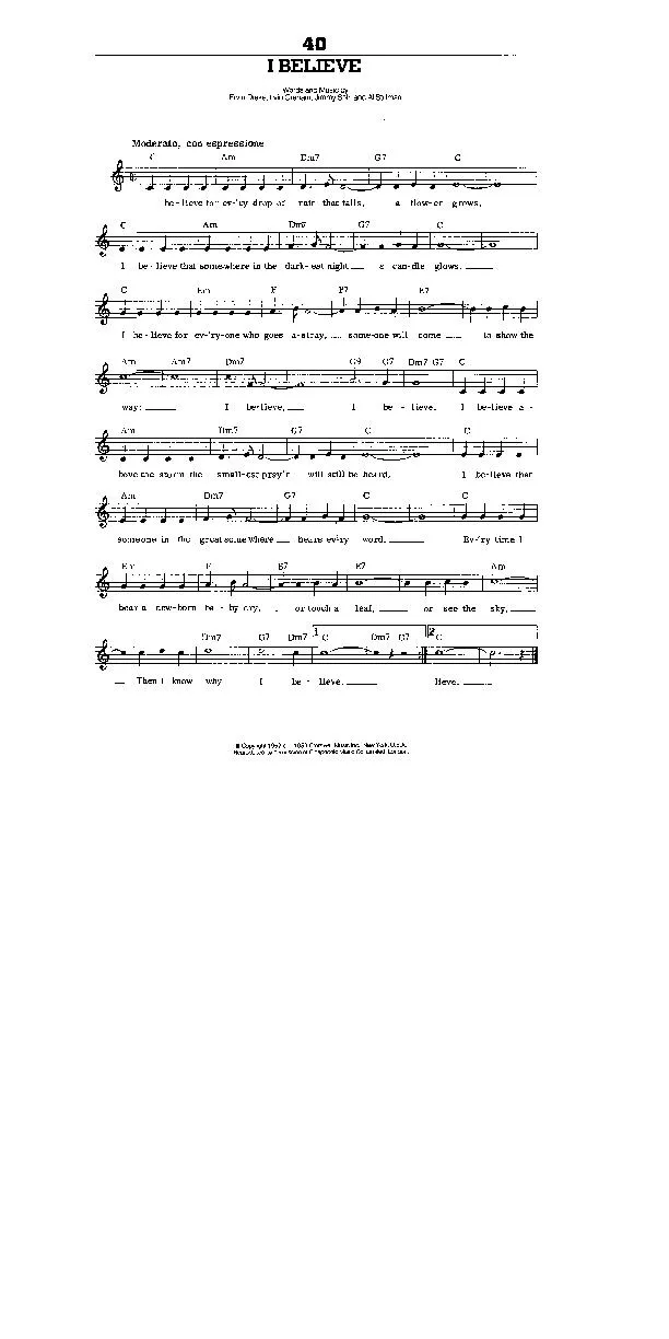 télécharger la partition d'accordéon I believe (Interprète : Frankie Laine) (Slow) au format PDF