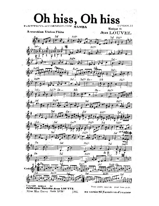 télécharger la partition d'accordéon Oh Hiss Oh Hiss (Orchestration) (Samba) au format PDF