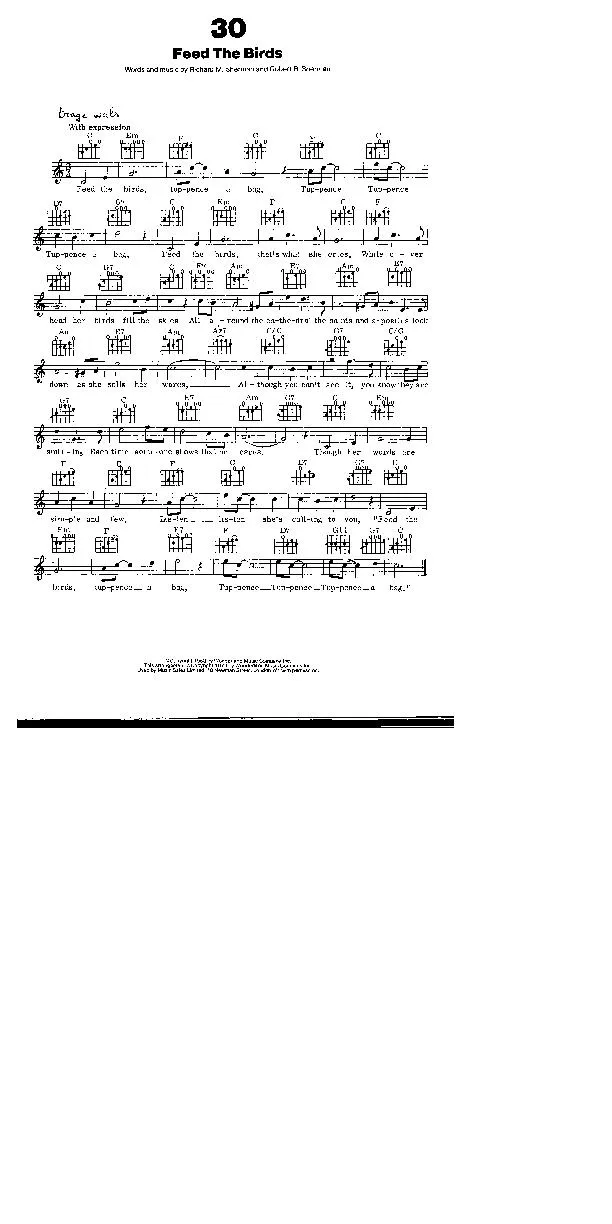 télécharger la partition d'accordéon Feed the birds (Extrait de : Mary Poppins) (Interprète : Julie Andrews) (Valse Boston) au format PDF