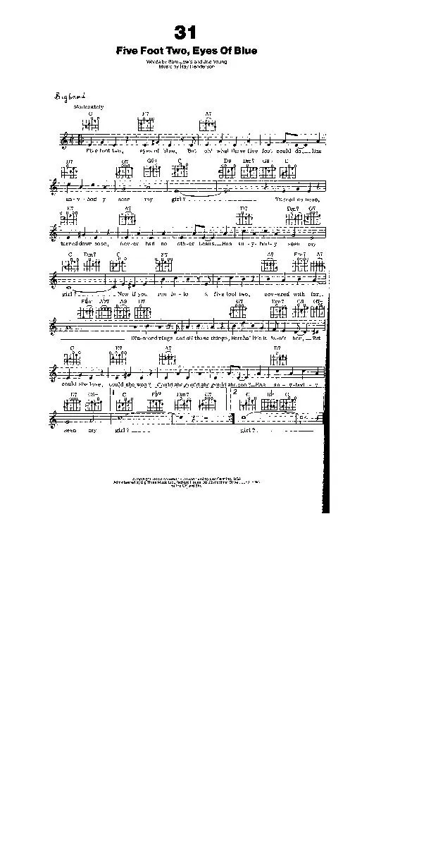 télécharger la partition d'accordéon Five foot two Eyes of blue (Interprètes : Art Landry's Orchestra / Denny Dindy Curtis) (Charleston) au format PDF