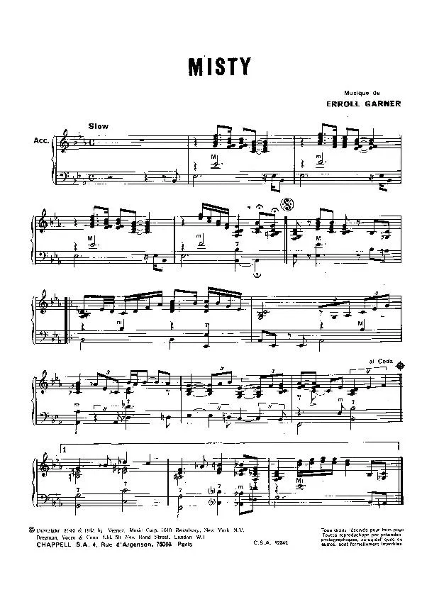 télécharger la partition d'accordéon Misty      (Accordéon) au format PDF