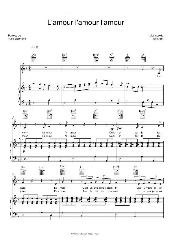 télécharger la partition d'accordéon L'amour l'amour l'amour (Chant : Mouloudji) au format PDF
