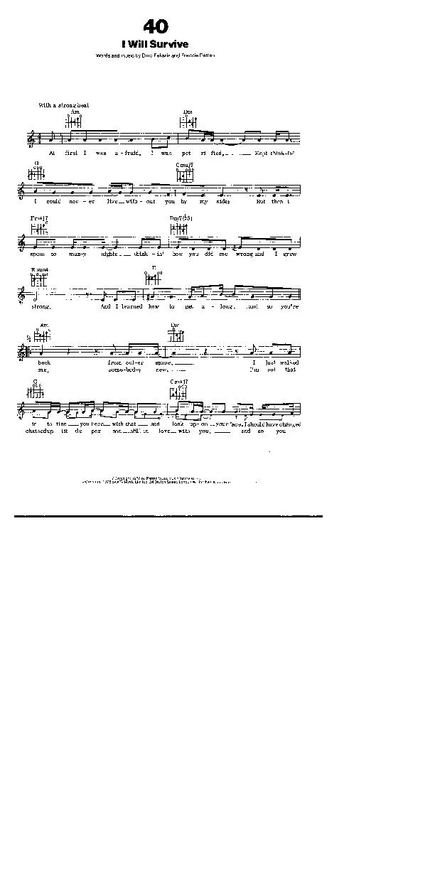 télécharger la partition d'accordéon I will survive (Interprète : Gloria Gaynor) (Disco Rock) au format PDF
