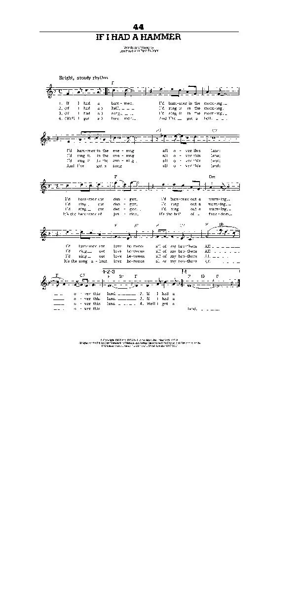 télécharger la partition d'accordéon If I had a hammer (Interprète : Trini Lopez) (Swing) au format PDF