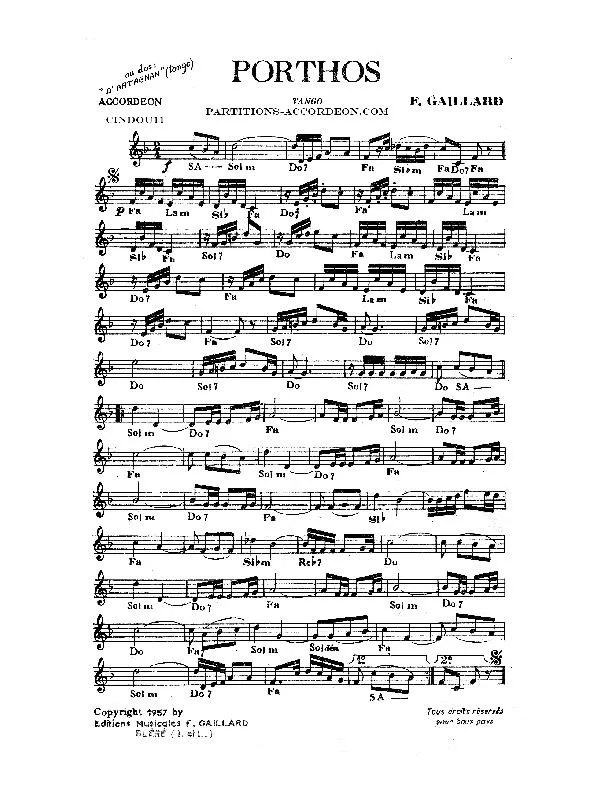 télécharger la partition d'accordéon Porthos (Orchestration) (Tango) au format PDF