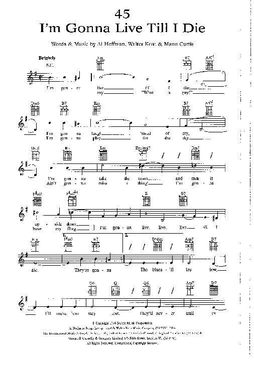 télécharger la partition d'accordéon I'm gonna live till I die (Interprète : Frank Sinatra) (Jazz Swing) au format PDF