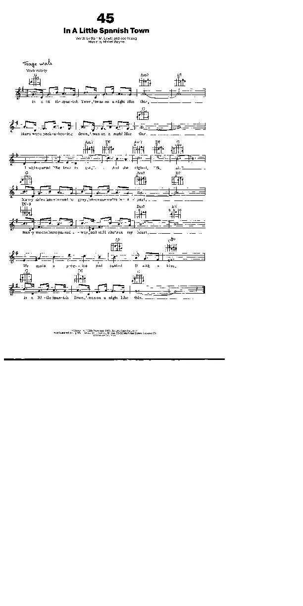 télécharger la partition d'accordéon In a little Spanish town (Interprète : Nick Lucas) (Valse Boston) au format PDF