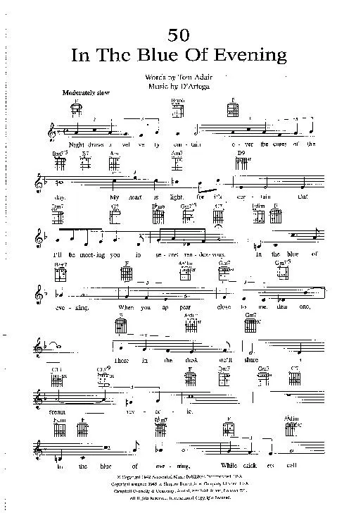 télécharger la partition d'accordéon In the blue of evening (Interprète : Frank Sinatra) (Slow) au format PDF