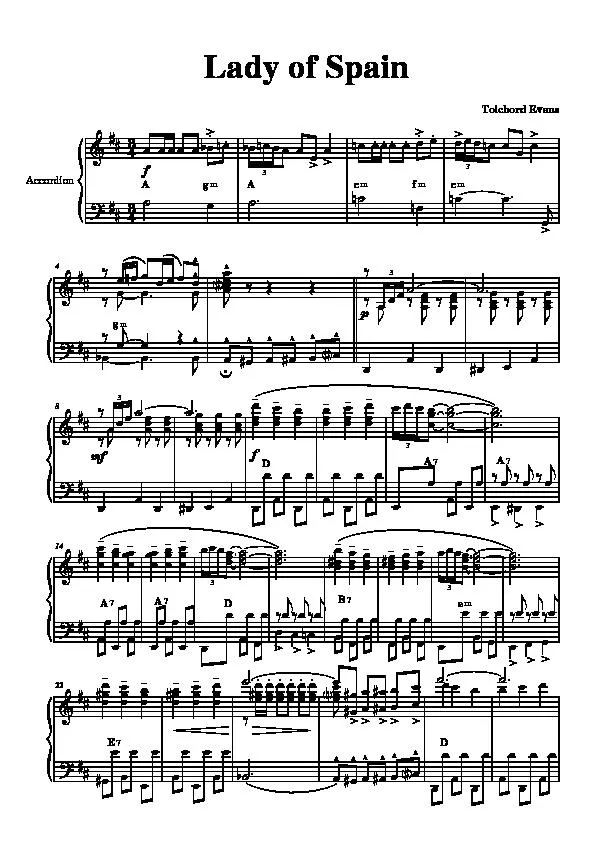 télécharger la partition d'accordéon Lady of Spain (Accordéon) au format PDF