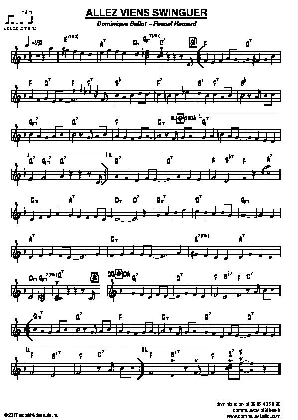 télécharger la partition d'accordéon Allez viens swinguer (Fox Trot) au format PDF