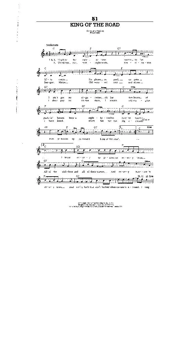 télécharger la partition d'accordéon King of the road (Country Rock) au format PDF