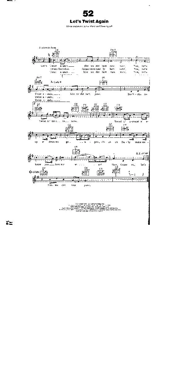 télécharger la partition d'accordéon Let's twist again (Interprète : Chubby Checker) au format PDF