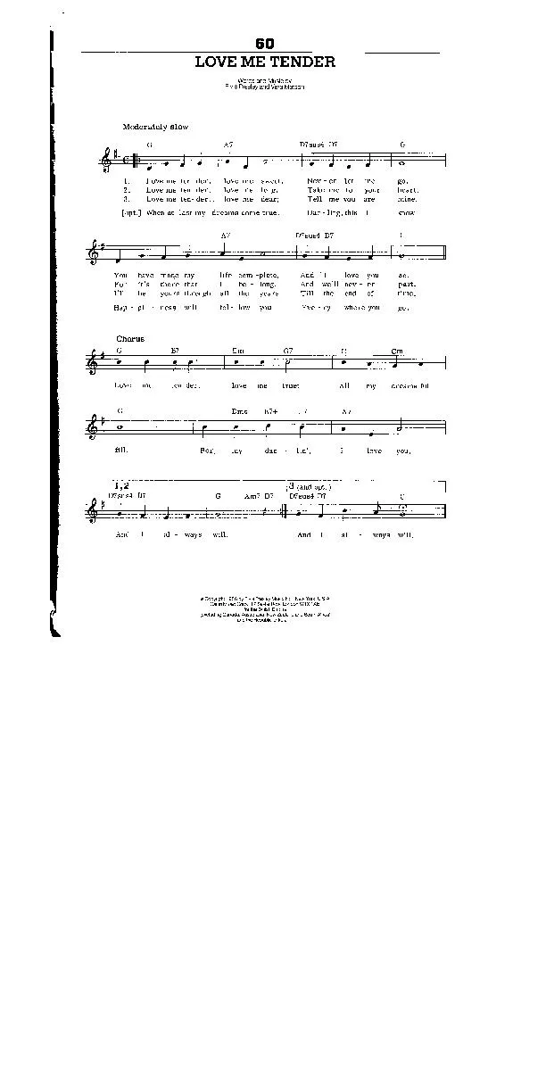 télécharger la partition d'accordéon Love me tender (Slow) au format PDF