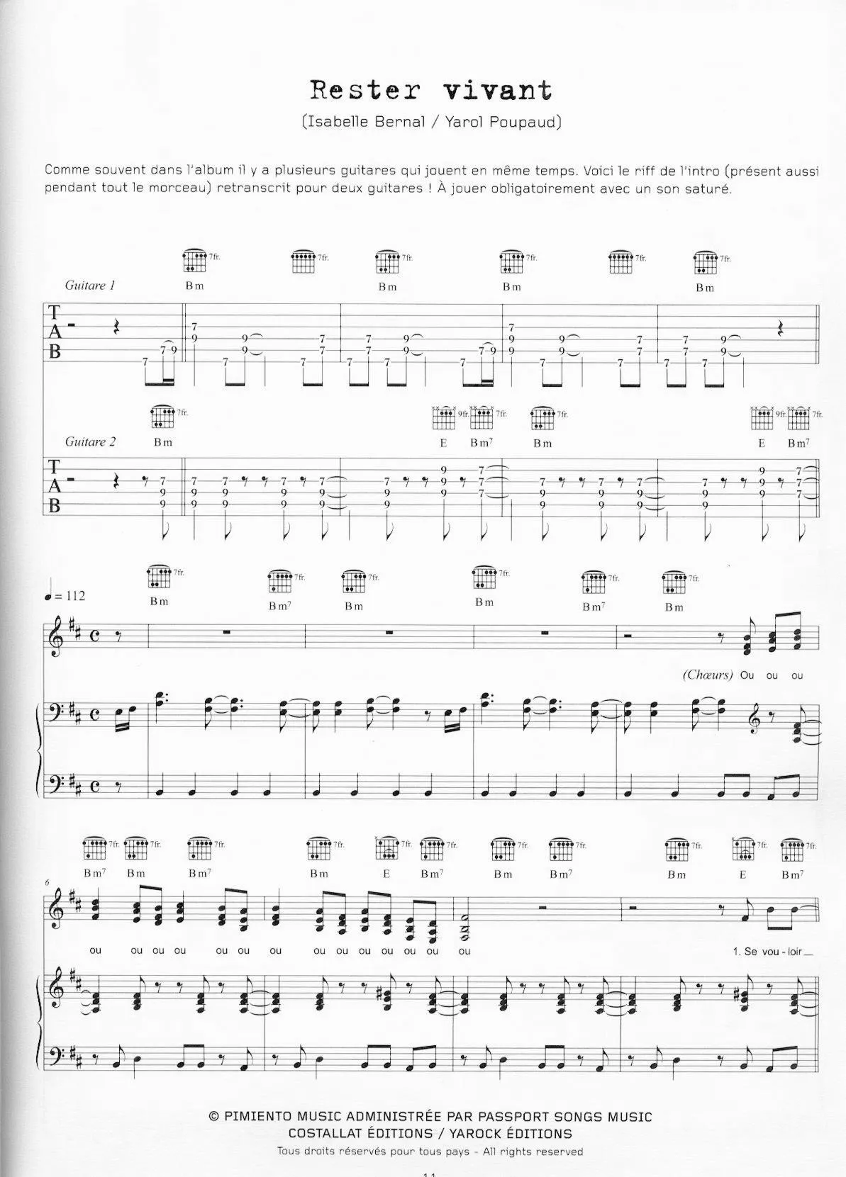 télécharger la partition d'accordéon Rester vivant (Interprète : Johnny Hallyday) au format PDF