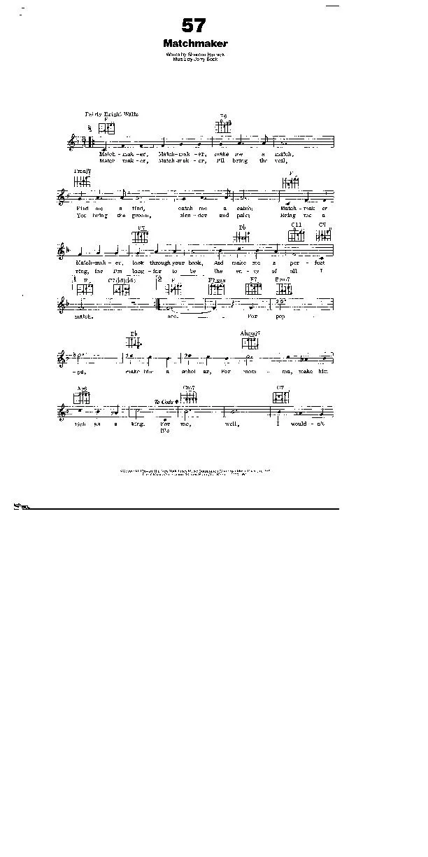 télécharger la partition d'accordéon Matchmaker (Interprètes : Julia Migenes / Tanya Everett / Joanna Merlin) (Valse) au format PDF