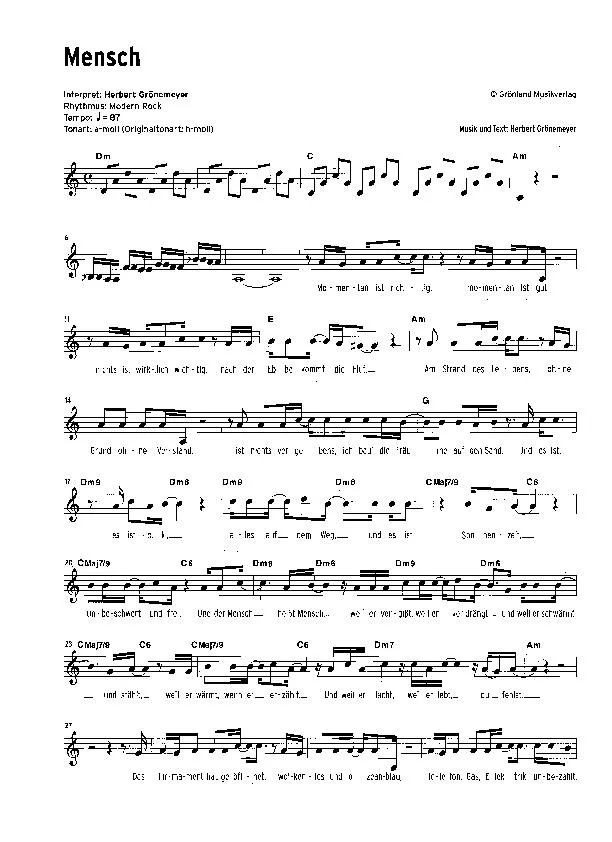 télécharger la partition d'accordéon Mensch (Rock Ballade) au format PDF