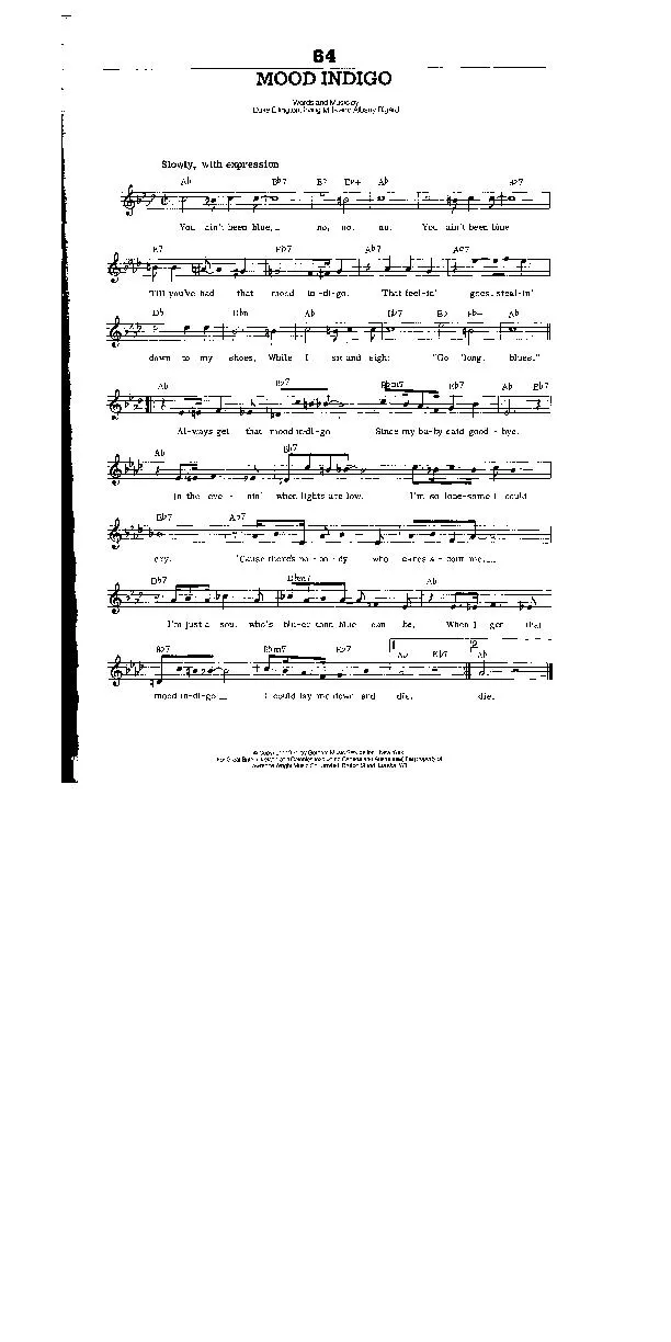 télécharger la partition d'accordéon Mood Indigo (Interprète : Frank Sinatra) (Slow Blues) au format PDF