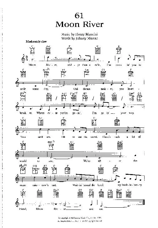 télécharger la partition d'accordéon Moon River (Interprète : Frank Sinatra) (Valse Boston) au format PDF