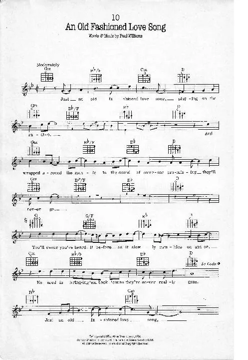 télécharger la partition d'accordéon An old fashioned love song (Medium Rock) au format PDF