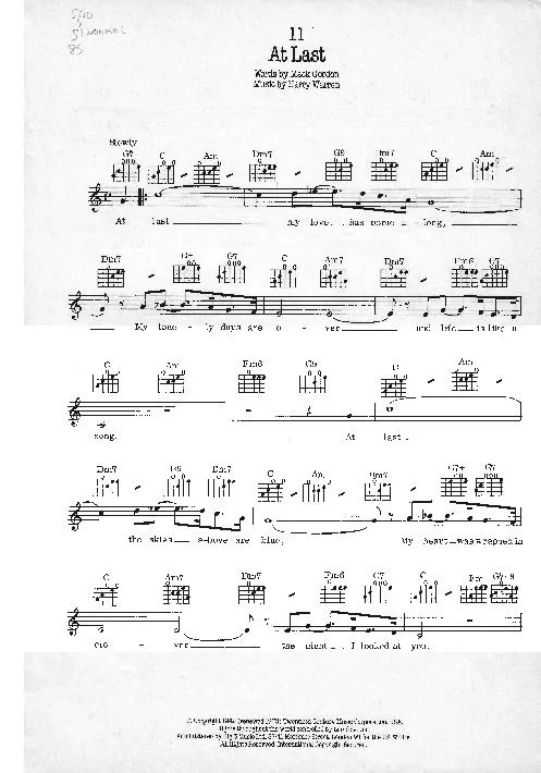 télécharger la partition d'accordéon At last (Interprète : Etta James) (Slow) au format PDF