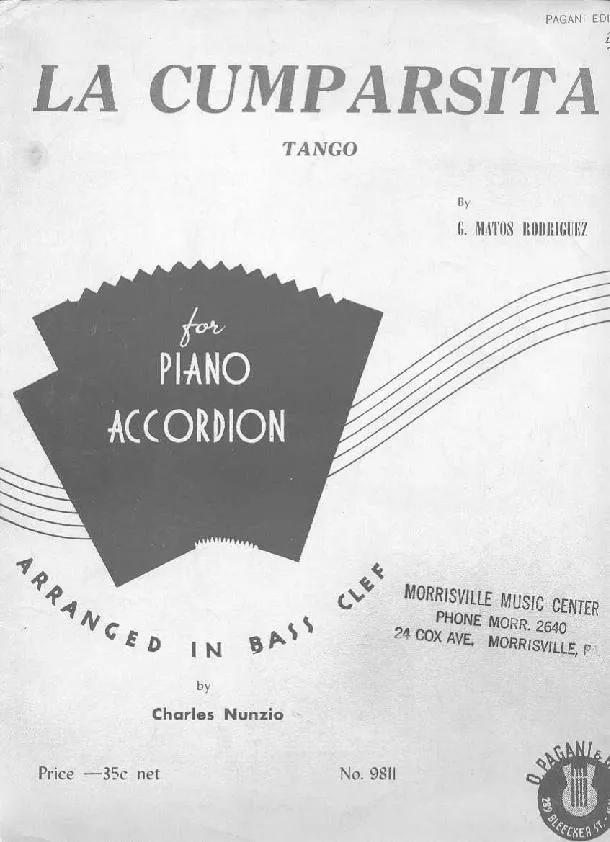 télécharger la partition d'accordéon La Cumparsita (The Masked One) (Arrangement : Charles Nunzio) (Tango) (Accordéon) au format PDF