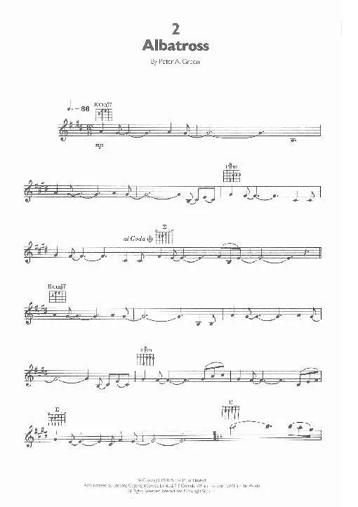 télécharger la partition d'accordéon Albatross (Interprètes : Fleetwood Mac) (Slow Rock) (Instrumentale) au format PDF