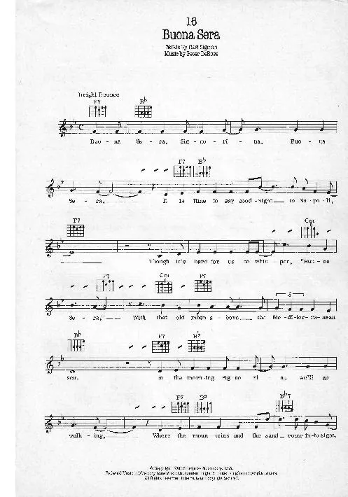télécharger la partition d'accordéon Buona Sera (Interprète : Louis Prima) (Rock and Roll) au format PDF