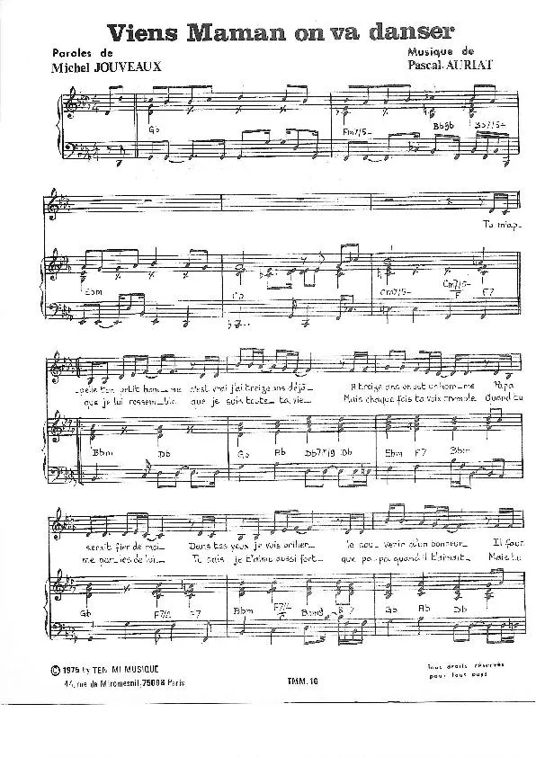 télécharger la partition d'accordéon Viens maman on va danser (Chant : Noam) au format PDF