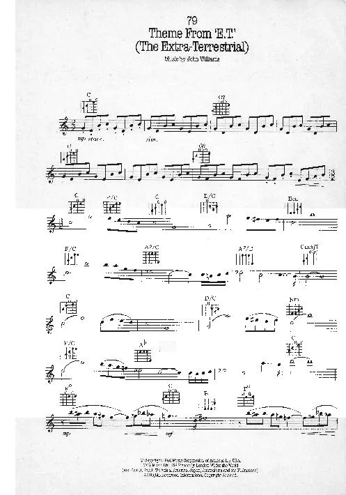 télécharger la partition d'accordéon Theme from E T (The Extra Terrestrial) (Instrumentale) au format PDF