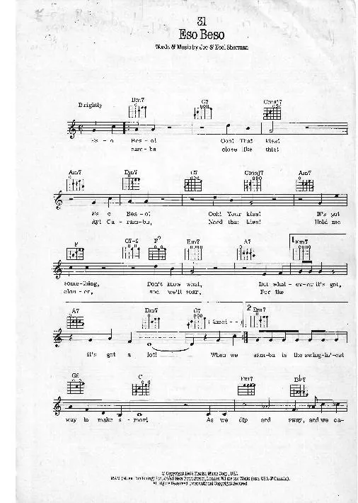 télécharger la partition d'accordéon Eso Beso (Interprète : Paul Anka) (Bossa Nova) au format PDF
