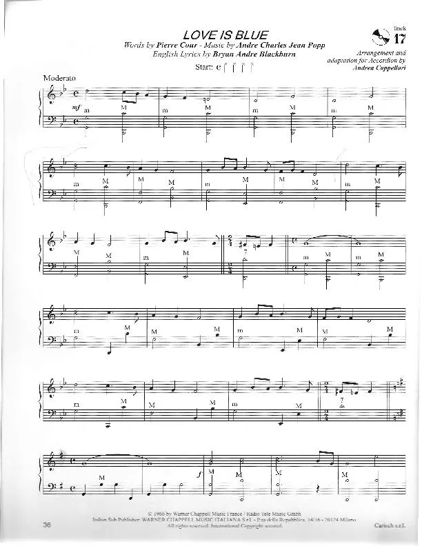 télécharger la partition d'accordéon Love is blue  au format PDF