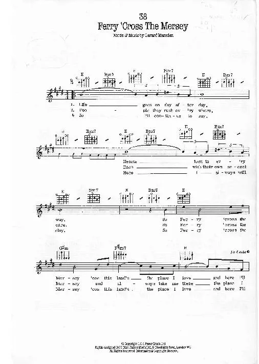 télécharger la partition d'accordéon Ferry 'cross the Mersey (Gerry and the Pacemakers) (Rumba) au format PDF