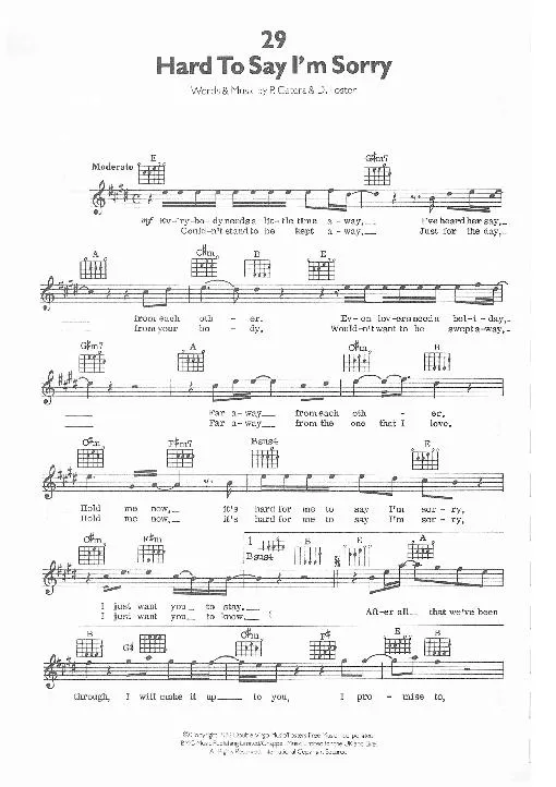 télécharger la partition d'accordéon Hard to say I'm Sorry (Interprètes : Chicago) (Slow) au format PDF