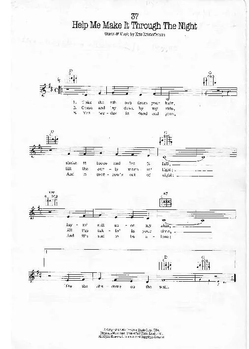 télécharger la partition d'accordéon Help me make it through the night (Country Swing) au format PDF