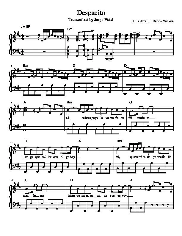 télécharger la partition d'accordéon Despacito (Transcription : Jorge Vidal) au format PDF
