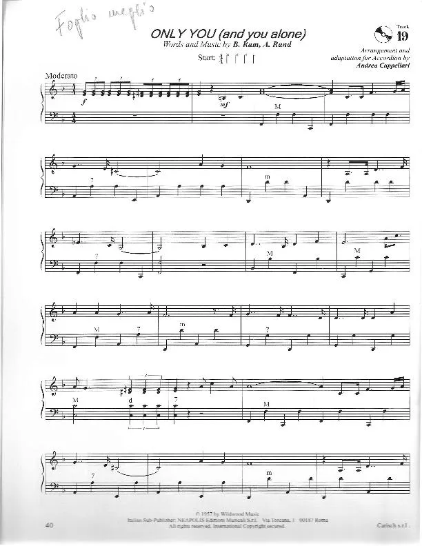 télécharger la partition d'accordéon Only you (and you alone) (Arrangement : Andrea Cappellari) au format PDF