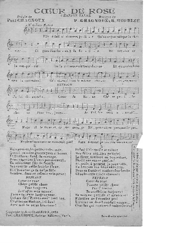 télécharger la partition d'accordéon Coeur de rose (Valse Chantée) au format PDF