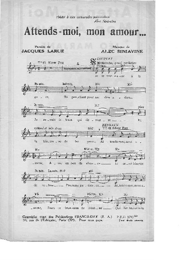télécharger la partition d'accordéon Attends Moi Mon Amour (Slow Fox) au format PDF