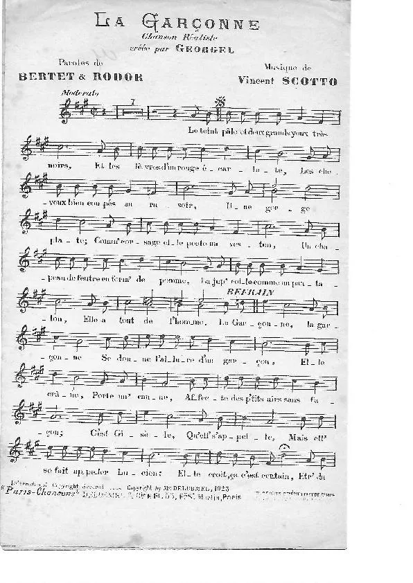 télécharger la partition d'accordéon La Garçonne (Chant : Georgel) (Chanson Réaliste) au format PDF