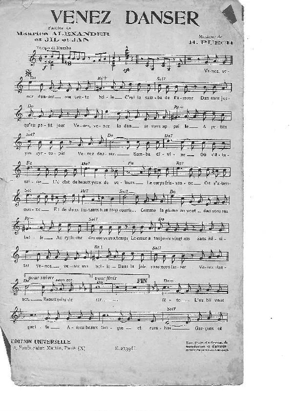 télécharger la partition d'accordéon Venez danser (Rumba) au format PDF