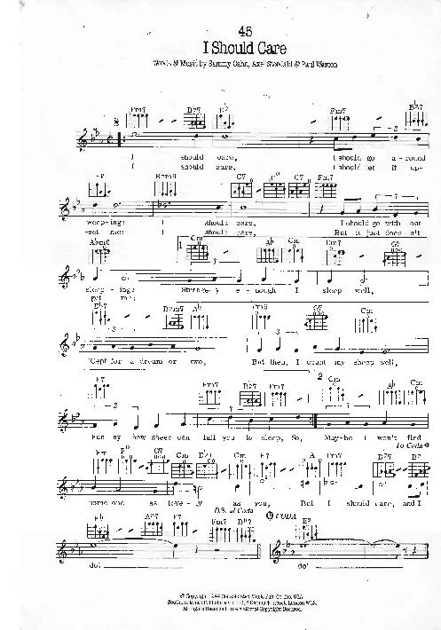 télécharger la partition d'accordéon I should care (Interprète : Frank Sinatra) (Slow) au format PDF