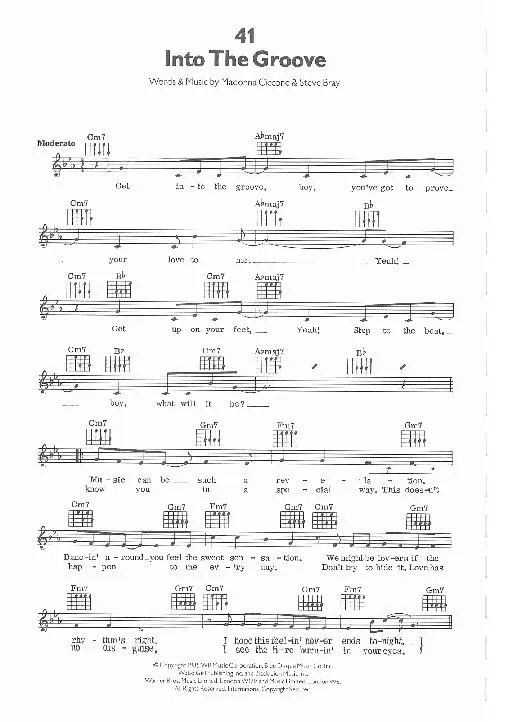 télécharger la partition d'accordéon Into the groove (Interprète : Madonna) (Disco Rock) au format PDF