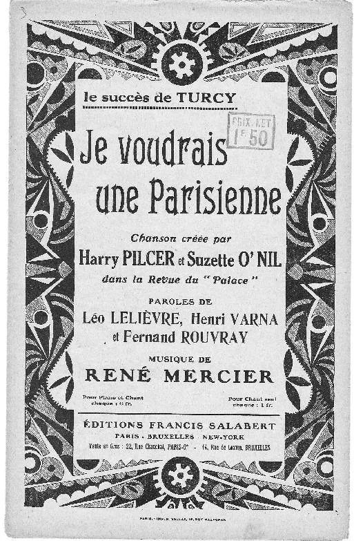 télécharger la partition d'accordéon Je voudrais une Parisienne (Revue 1926 au Palace : Palace aux Femmes) (Chant : Harry Pilcer & Suzette O'Nill) (Fox Trot) au format PDF
