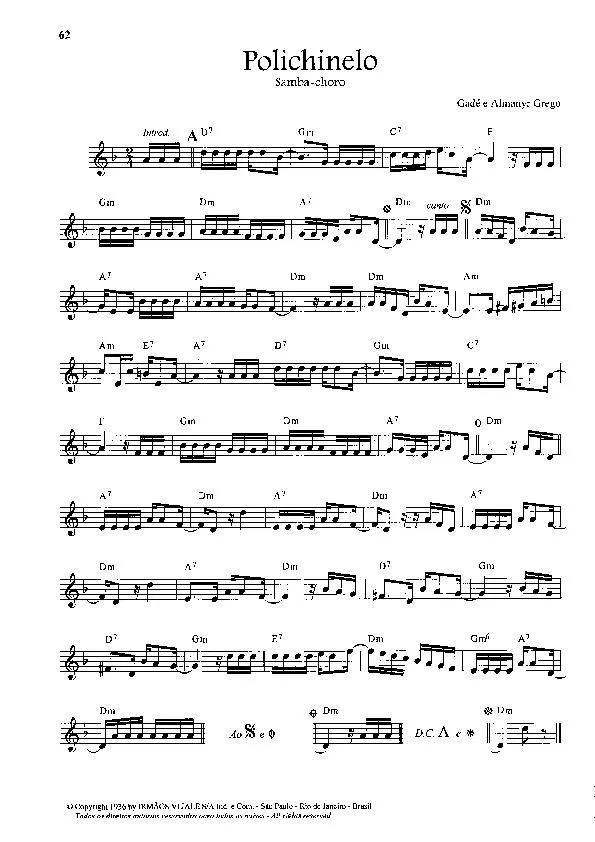 télécharger la partition d'accordéon Polichinelo (Chant : Carmen Miranda) (Samba Choro)  au format PDF