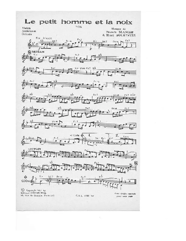 télécharger la partition d'accordéon Le petit homme et la noix (Chant : Lucette Raillat / Jacqueline Roland) (Fox Modéré) au format PDF