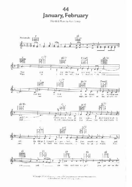 télécharger la partition d'accordéon January February (Interprète : Barbara Dickson) (Slow Rock) au format PDF