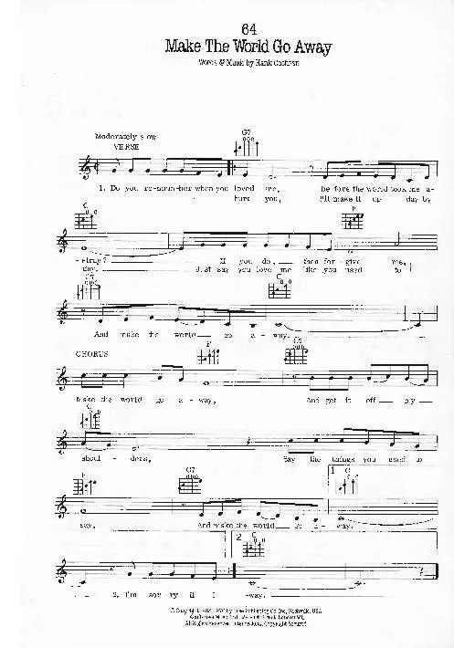 télécharger la partition d'accordéon Make the world go away (Interprète : Eddy Arnold) (Slow) au format PDF