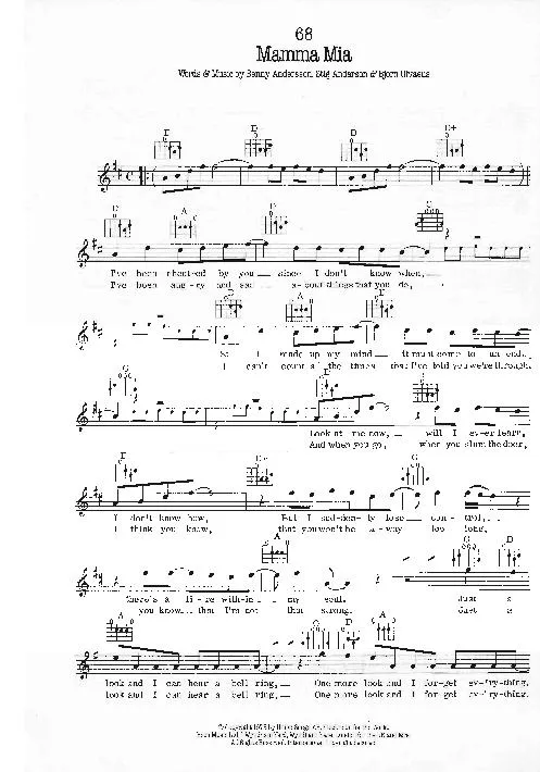 télécharger la partition d'accordéon Mamma Mia (Chant : Abba) (Disco Rock) au format PDF