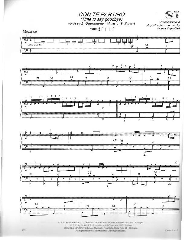 télécharger la partition d'accordéon Con te partiro (Time to say goodbye) (Arrangement : Andrea Cappellari) (Ballade) au format PDF